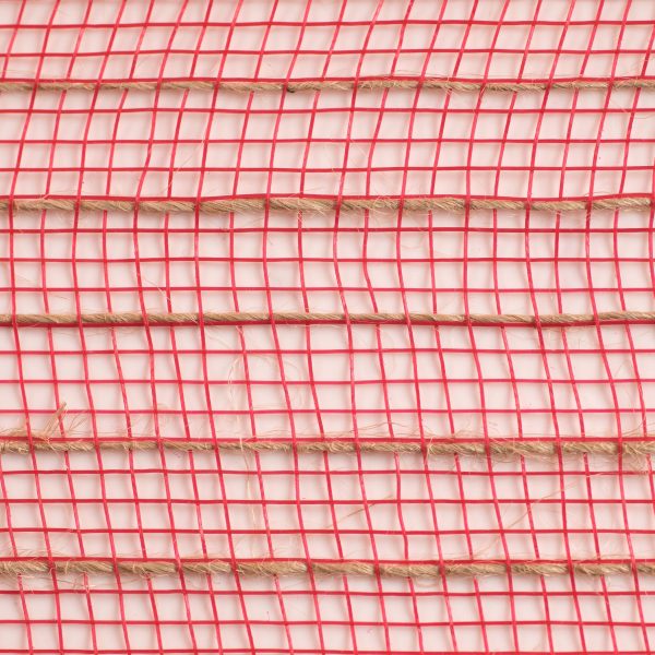 21  Poly Jute Deco Mesh: Natural & Red Thin Stripe (10 Yards) Sale