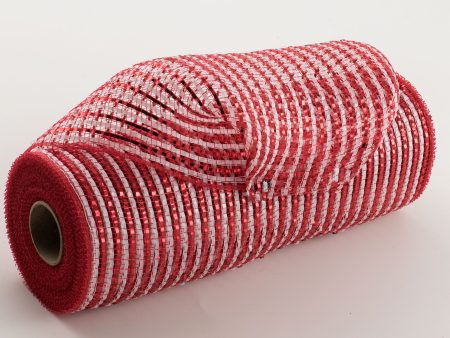 10  Poly Deco Mesh: Deluxe Wide Red White Stripe Fashion