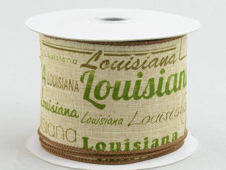 2.5  Canvas Louisiana Print Ribbon (10 yards) Discount