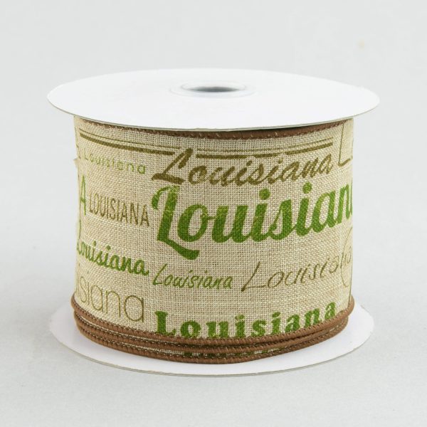 2.5  Canvas Louisiana Print Ribbon (10 yards) Discount