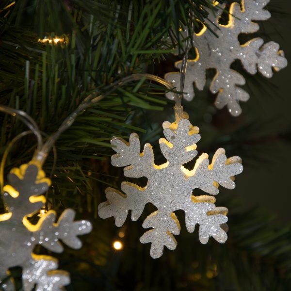 White Glitter Snowflake Light String: LED Hot on Sale