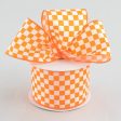 2.5  Orange and White Check Ribbon (10 Yards) For Discount