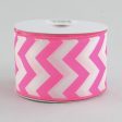 2.5  Satin Chevron Ribbon: Hot Pink & White (10 Yards) Discount