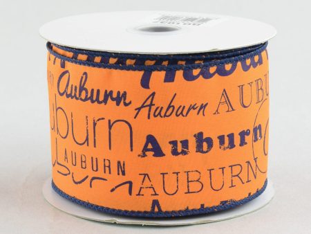 2.5  Auburn Print Ribbon: Orange & Blue (10 Yards) Discount