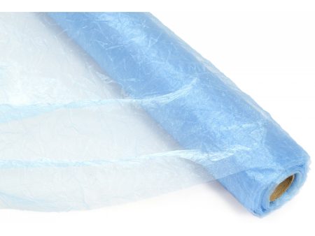 24  Crinkle Sheer Fabric Roll: Light Blue (10 Yards) Discount