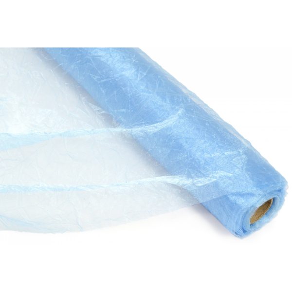 24  Crinkle Sheer Fabric Roll: Light Blue (10 Yards) Discount