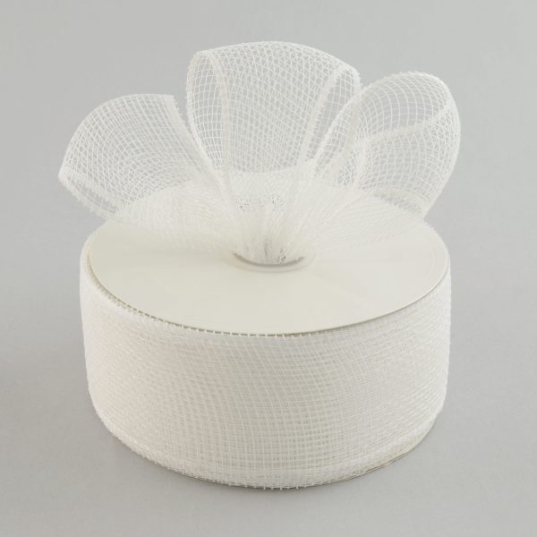 2.5  Poly Deco Mesh Ribbon: White Discount