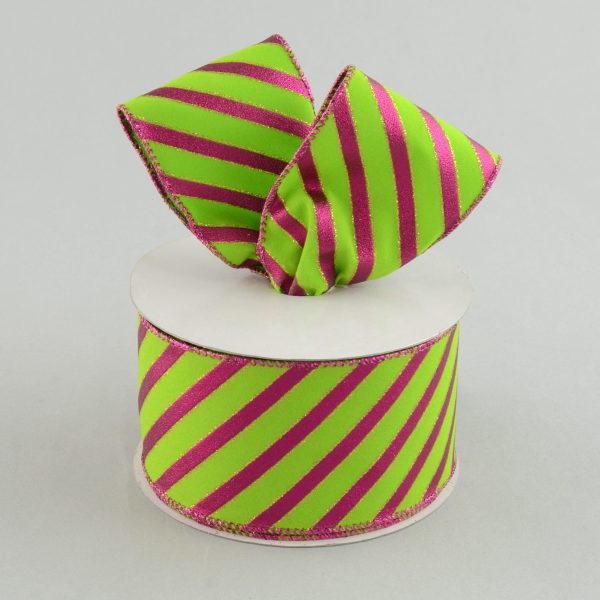 2.5  Lime and Fuchsia Stripe Ribbon (10 Yards) Online now