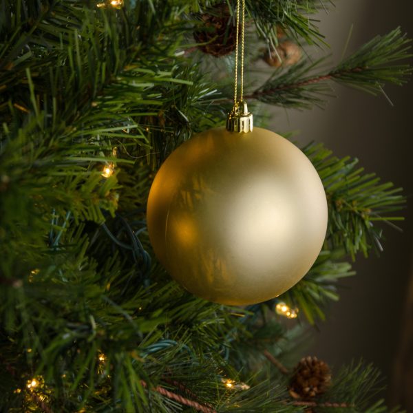 100MM Round Smooth Metallic Ball Ornament: Matte Gold For Sale