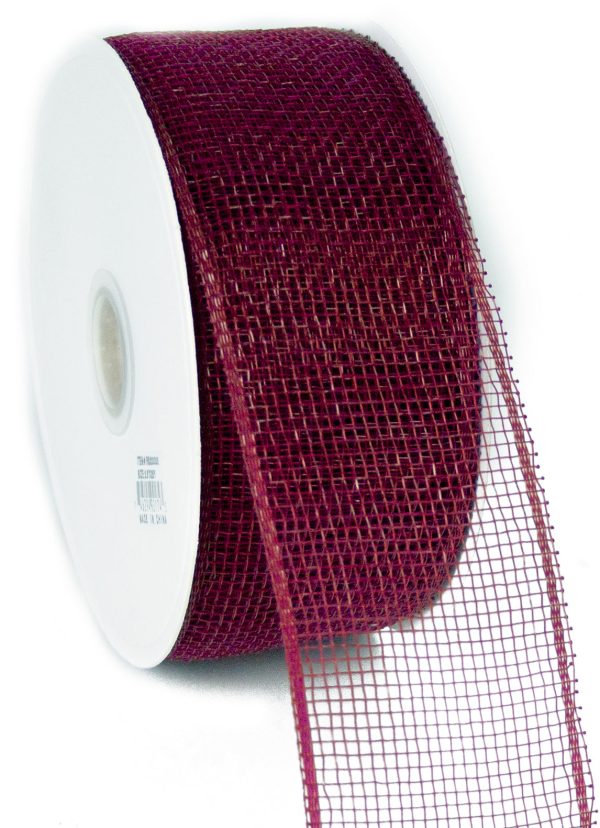 2.5  Poly Deco Mesh Ribbon: Burgundy For Cheap