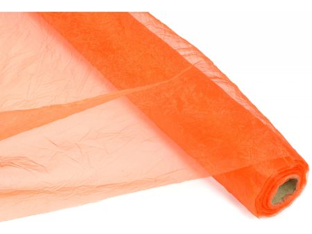 24  Crinkle Sheer Fabric Roll: Orange (10 Yards) For Discount