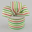 2.5  Holiday Vertical Stripe Ribbon: Lime Emerald Red (10 Yards) Online now