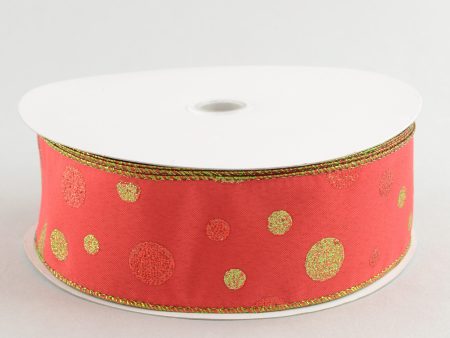 2.5  Glitter Dots Ribbon: Red Lime (50 Yards) Hot on Sale