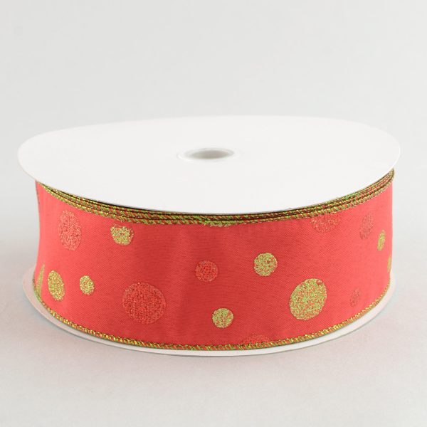 2.5  Glitter Dots Ribbon: Red Lime (50 Yards) Hot on Sale