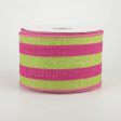 2.5  Faux Jute Double Stripes Ribbon: Hot Pink & Apple (10 Yards) on Sale