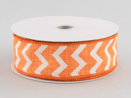 1.5  Canvas Chevron Ribbon: Orange & White (10 Yards) Hot on Sale