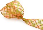 2.5  Sheer Diamond Ribbon: Orange with Lime (10 Yards) For Sale