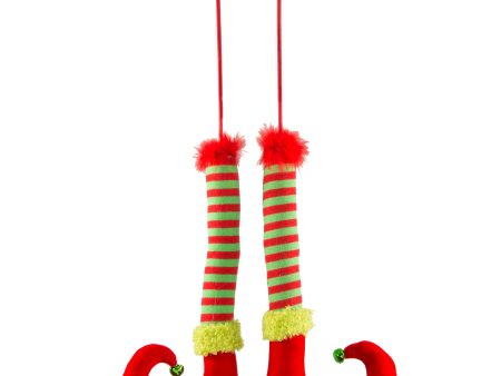 18  Striped Christmas Elf Legs: Red & Lime Green (Pair) For Discount