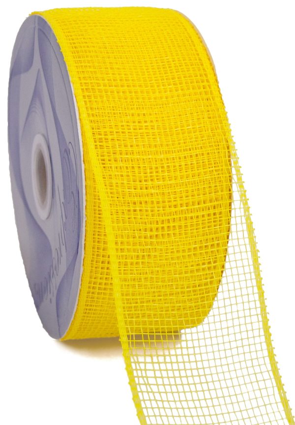 2.5  Poly Deco Mesh Ribbon: Yellow Hot on Sale