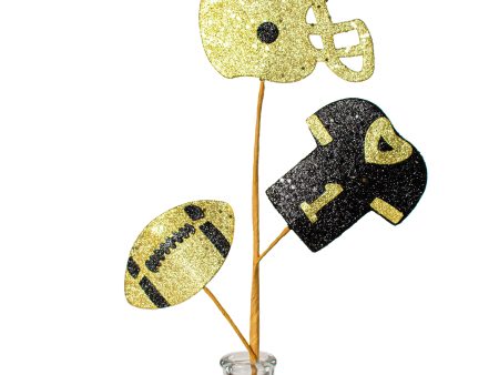 24  Glitter Helmet, Jersey, Football Pick: Black & Gold For Sale