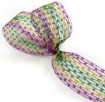 2.5  Purple Gold Green Tinsel Diamond Ribbon (10 Yards) Hot on Sale