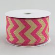 2.5  Faux Burlap Chevron Ribbon: Fuchsia Pink (10 Yards) Cheap