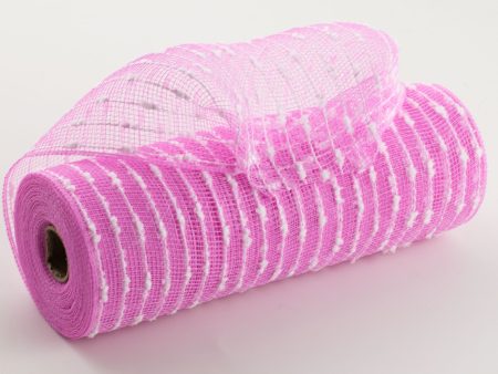 10  Snowball Deco Mesh: Pink & White (10 Yards) Hot on Sale