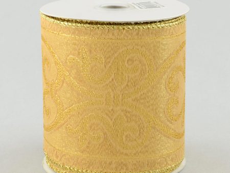 4  Gold Scroll Brocade Ribbon (10 Yards) Cheap