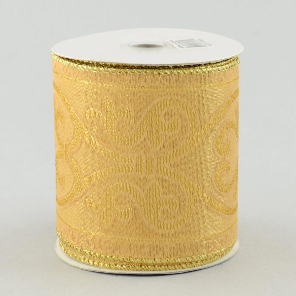 4  Gold Scroll Brocade Ribbon (10 Yards) Cheap