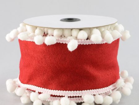 4  Pom Pom Ribbon: Red & White (5 Yards) Online Sale