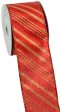 2.5  Red Gold Candy Cane Stripe Ribbon (10 Yards) Sale