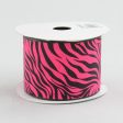 2.5  Zebra Print Ribbon: Fuchsia Pink & Black (10 Yards) Hot on Sale