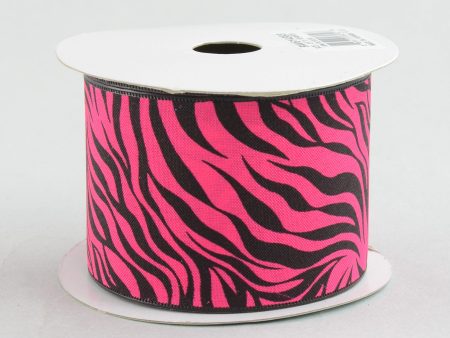 2.5  Zebra Print Ribbon: Fuchsia Pink & Black (10 Yards) Hot on Sale