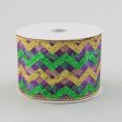 2.5  Sheer Mardi Gras Chevron Ribbon (10 Yards) on Sale