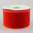 2.5  Red Velvet Wired Ribbon (10 Yards) For Sale