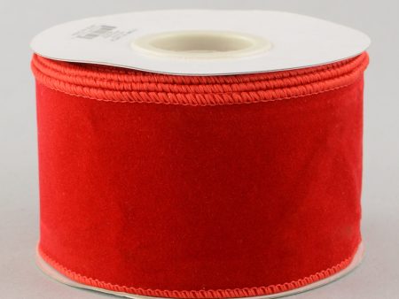 2.5  Red Velvet Wired Ribbon (10 Yards) For Sale