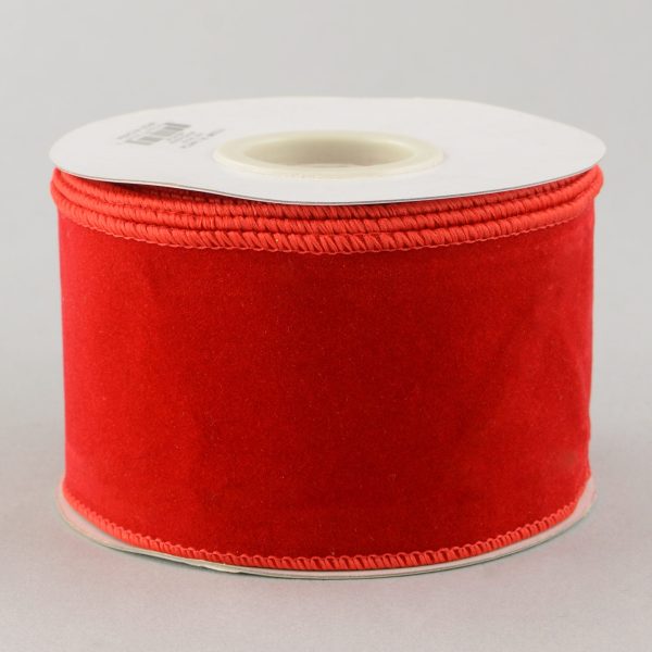 2.5  Red Velvet Wired Ribbon (10 Yards) For Sale