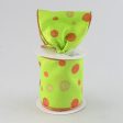 4  Glitter Dots Ribbon: Lime Red (10 Yards) Supply