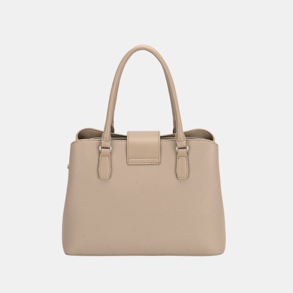 David Jones PU Leather Twist-Lock Tote Bag on Sale