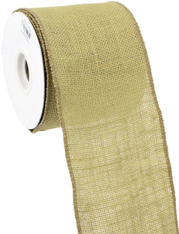 4  Wired Edge Burlap Ribbon: Natural (10 Yards) on Sale