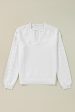 White Flower Detail Knitted Notched Neck Sweater For Discount