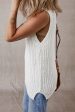 White Turtleneck Knitted Slit Hem Sweater Vest Online Hot Sale