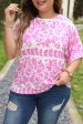 White Floral Printed Curved Hem Plus Size T Shirt Cheap