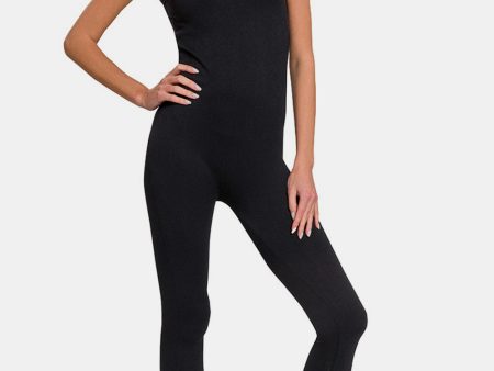 Zenana Ribbed Bra Padded Sports Seamless Jumpsuit Fashion