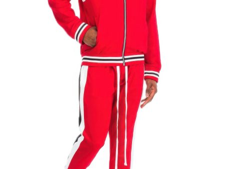 Mens Two Stripe Track Pants Track Jacket Set For Cheap