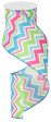 4  Satin Spring Chevron Ribbon: Blue, Pink & Lime Hot on Sale