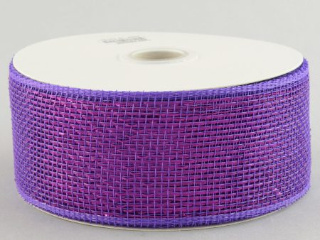 2.5  Poly Deco Mesh Ribbon: Metallic Purple Hot on Sale