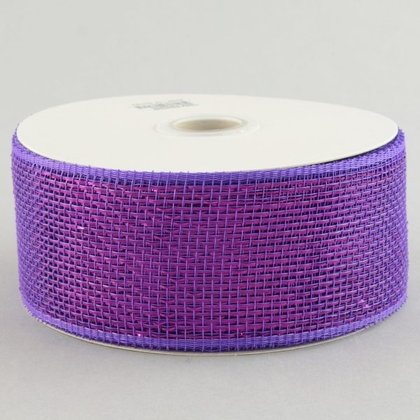 2.5  Poly Deco Mesh Ribbon: Metallic Purple Hot on Sale