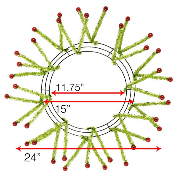 15-24  Tinsel Ball Work Wreath Form: Lime Red For Sale