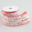 2.5  Arkansas Print Ribbon: Red & White (10 Yards) Cheap